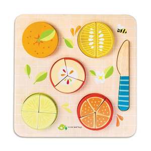 Puzzle educativ din lemn, Tender Leaf Toys, Fractionarea fructelor imagine