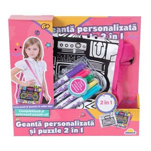 Geanta personalizata si puzzle 2 in 1, Pretty Pinky, Hipster imagine