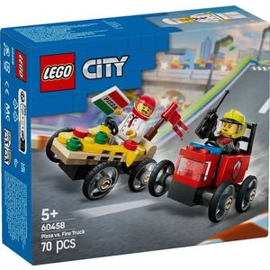 LEGO® City - Pachet de curse Furgoneta de pizza vs. autospeciala de pompieri (60458) imagine