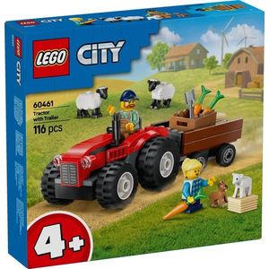 LEGO® City - Tractor de ferma rosu cu remorca si oi (60461) imagine