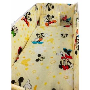 Lenjerie patut cu 5 piese Croitoria Noastra Mickey Mouse 120x60 cm imagine