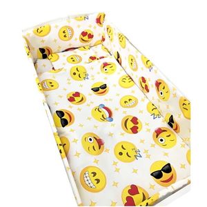 Lenjerie patut cu 5 piese Croitoria Noastra Smiley Faces 140x70 cm imagine