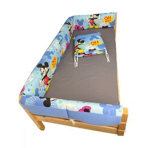 Set aparatori laterale Maxi pentru pat Montessori 90x200 cm Mickey Mouse pe albastru imagine