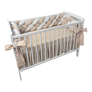 Aparatoare laterala patut bebe Deseda bumper impletita in 4 din bumbac 240 cm bej-alb-ivory imagine