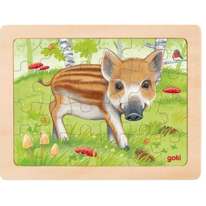 Puzzle de lemn, 24 piese - Animale din padure | Goki imagine