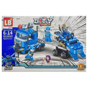 Set de constructie LB City Police 2 in 1, Camion - Robot, 411 piese tip lego imagine