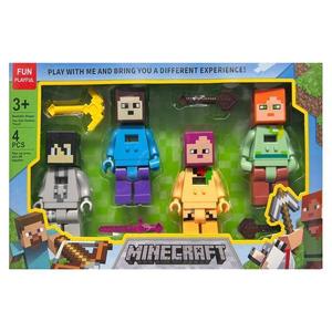 Set 4 figurine Minecraft cu ceas si accesorii incluse, Multicolor, 10 cm imagine