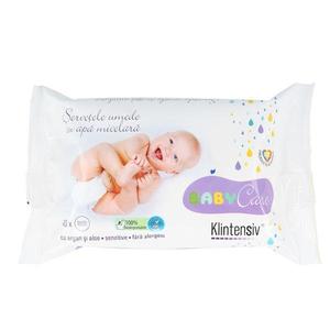 SHORT LIFE - Servetele Umede Biodegradabile cu Apa Micelara, Argan si Aloe, pentru Bebelusi - Klintensiv Baby Care, 40 buc imagine