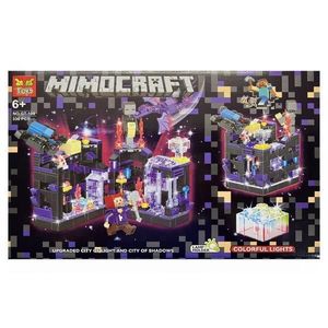 Set de constructie City of Light Minecraft cu lampa LED 330 piese tip lego Mov imagine