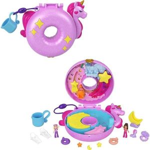 Set de joaca cu 2 papusi si 12 accesorii Polly Pocket, Unicorn Floatie, HKV34 imagine