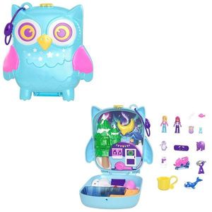 Set de joaca cu 2 papusi si 12 accesorii Polly Pocket, Snowy Sleepover Owl, HKV37 imagine