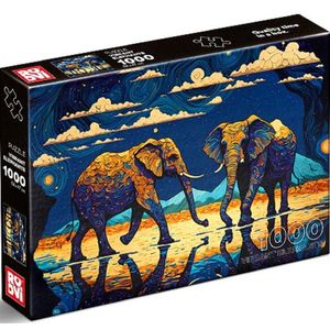 Puzzle 1000 piese - Vibrant Elephants | ROOVI imagine