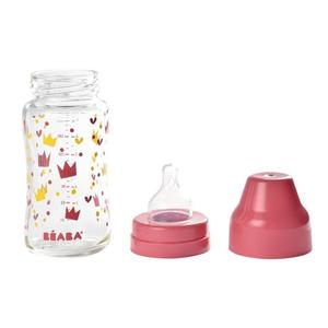 Biberon din sticla cu gat larg Crown 240ml Pink imagine