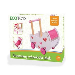 Carucior antemergator de papusi din lemn Ecotoys imagine