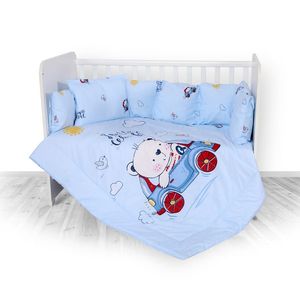 Set lenjerie pat 8 piese bumbac ranforce Trend Bear Car Blue imagine