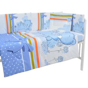 Lenjerie patut cu 5 piese Blue Bear with ribbon imagine