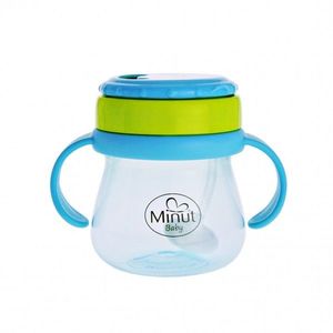 Cana anticurgere Minut Baby cu pai mobil 250 ml blue imagine