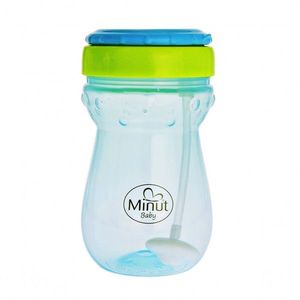 Cana anticurgere Minut Baby cu pai mobil 360 ml blue imagine