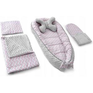 Set 5 in 1 Babynest Minky 2 perne 1 paturica si o saltea cu doua fete Tutumi rozgri zig zag imagine