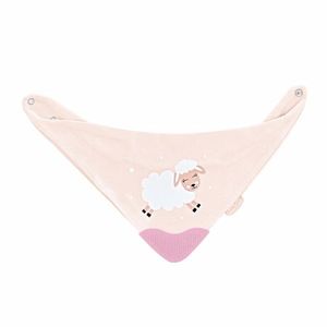 Baveta triunghi cu accesoriu dentitie BabyJem Cowboy Bib Pink imagine