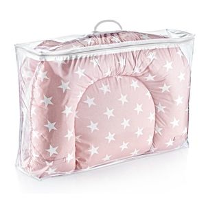 Saltea reductor BabyNest cu pernuta si plasa insecte Sleep Safe Pink imagine