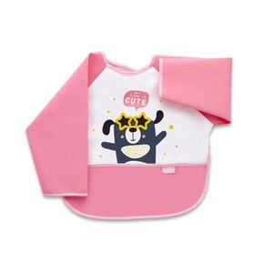 Baveta cu maneci si buzunar BabyJem Polly Bib Pink imagine