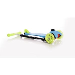 Trotineta pentru copii Mini Blue Green, 3 roti cu LED, ghidon reglabil, pliabila, greutate suportata 20 kg, varsta 3 ani+ imagine