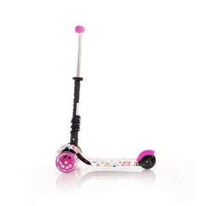 Trotineta pentru copii Smart Pink Flowers, 3 roti LED, scaun reglabil si detasabil, ghidon reglabil, greutate suportata 20 kg, varsta 3 ani+ imagine