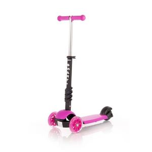 Trotineta pentru copii Smart Plus Pink, 3 roti cu LED, scaun reglabil si detasabil, maner parental reglabil, ghidon reglabil, greutate suportata 20 kg, varsta 3 ani+ imagine