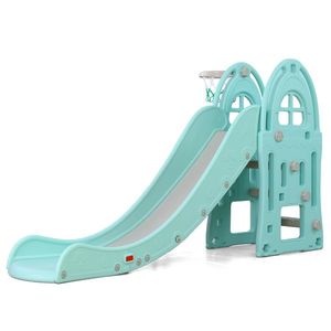 Tobogan pentru copii cu cos de baschet Nichiduta Garden Happy Slide Blue imagine