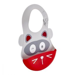 Baveta din silicon Soft Baby Bib Racoon Grey imagine