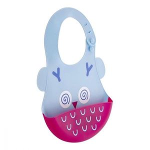 Baveta din silicon Soft Baby Bib Owl Blue imagine