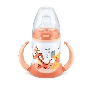 Biberon Nuk First Choice 150ml cu toarte si adaptor din silicon orange Disney 6 luni+ imagine