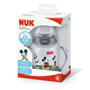 Biberon Nuk First Choice 150ml cu toarte si adaptor din silicon Mickey gri 6 luni+ imagine