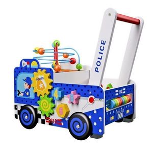 Antepremergator educational din lemn Ecotoys masina de politie multicolor imagine