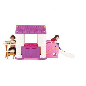 Casuta copii 3 in 1 deluxe cu tobogan masuta si bancute Edu Play Violet imagine