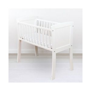 Patut mic co-sleeping din lemn alb cu Saltea Cocos Spuma Cocos 90 x 40 x 7 cm imagine