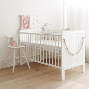 Patut din lemn pentru bebe inaltime saltea reglabila Country Alb 120x60 cm imagine