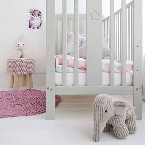 Patut din lemn pentru bebe inaltime saltea reglabila Star Baby Gri 120x60 cm imagine