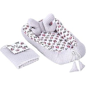 Set 3 in 1 Babynest Minky paturica si perna Infantilo bufnite rozgri imagine