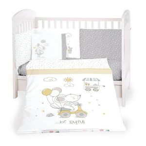 Set lenjerie patut KikkaBoo cu 6 piese si protectie laterala din burete 120x60 cm Joyful Mice imagine