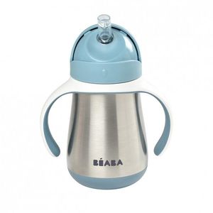 Cana cu pai din inox Beaba 250 ml Windy Blue imagine