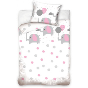 Set lenjerie pat copii Pink Elephant 100x135 + 40x60 SunCity CBX191021BABYA imagine