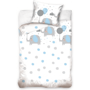 Set lenjerie pat copii Blue Elephant 100x135 + 40x60 SunCity CBX191021BABYB imagine