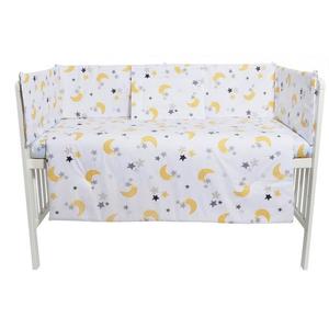 Set lenjerie 4 piese Mini Cot Yellow Moon White imagine