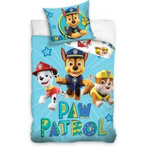 Set lenjerie pat copii Paw Patrol Chase 100x135 + 40x60 SunCity albastru imagine