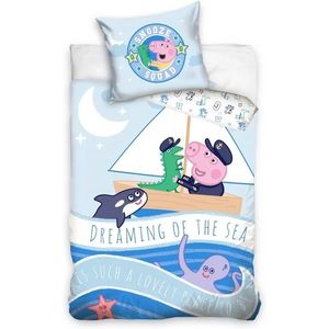 Set lenjerie pat copii Peppa Pig Dreaming of the Sea 100x135 + 40x60 SunCity albastru imagine