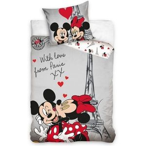 Set lenjerie pat copii Minnie Paris Love 140x200 + 70x90 SunCity CBX208003MCK imagine