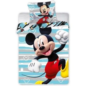 Set lenjerie pat copii Mickey Run 100x135 + 40x60 SunCity albastru imagine