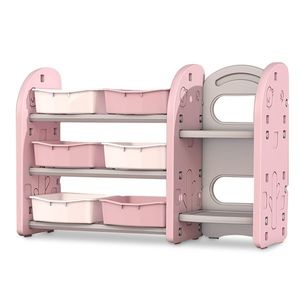 Organizator jucarii Nichiduta Birds Pink cu 6 cutii si polite imagine